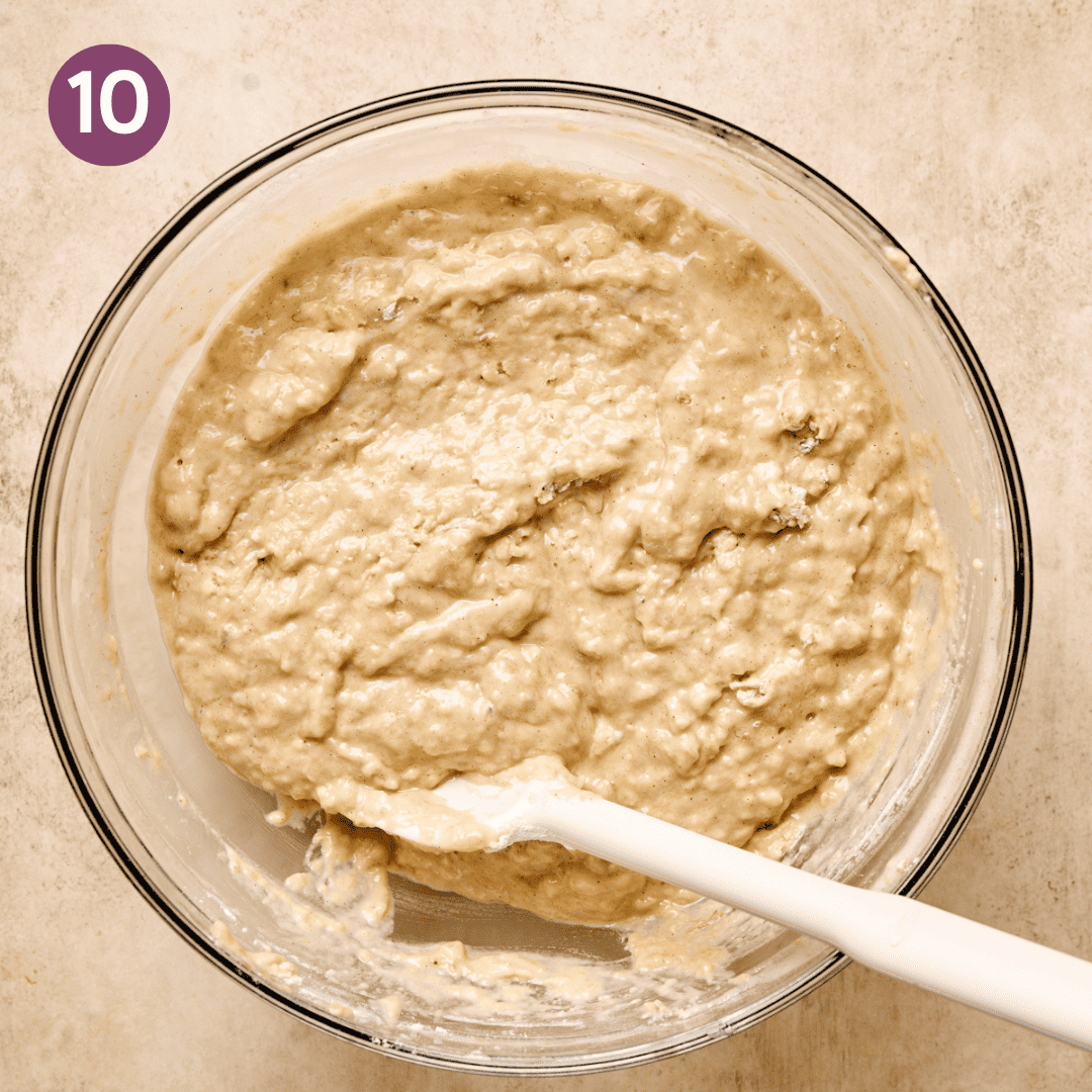 Wet and dry ingredients mixed until just combined.